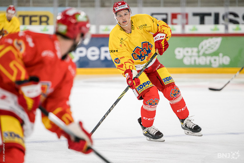 Tino Kessler a inscrit la 6e et dernière réussite du HC Bienne mardi soir. (Photo: Jonathan Vallat)