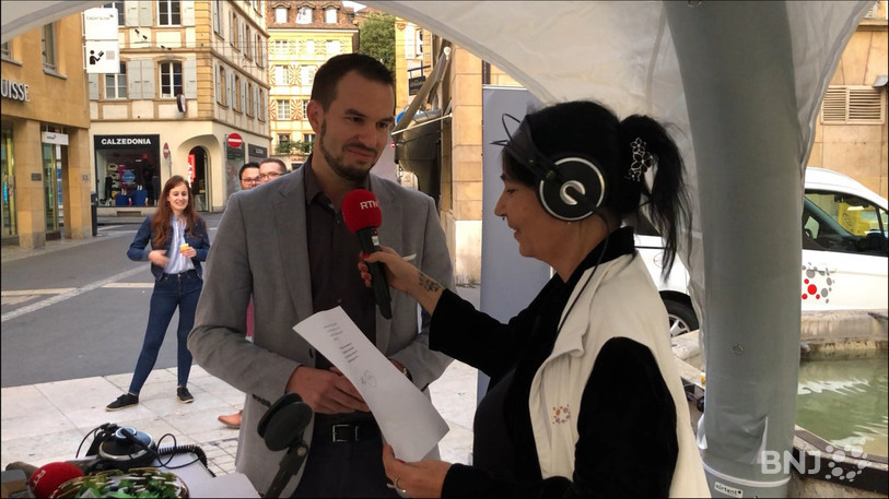 Matthieu Aubert, co-directeur du groupe BNJ, ce vendredi matin au centre-ville de Neuchâtel.