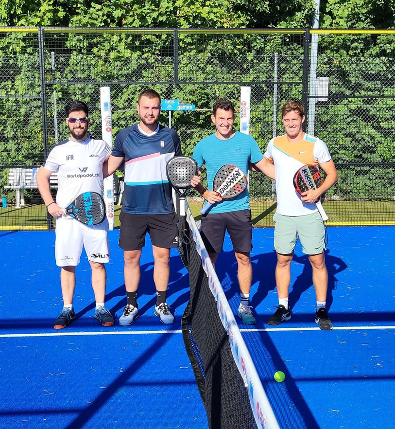 La paire constituée de Valentin et Robin Wenger (à droite) a remporté la première finale des championnats neuchâtelois de padel samedi à Marin. (Photo : Valentin Wenger)