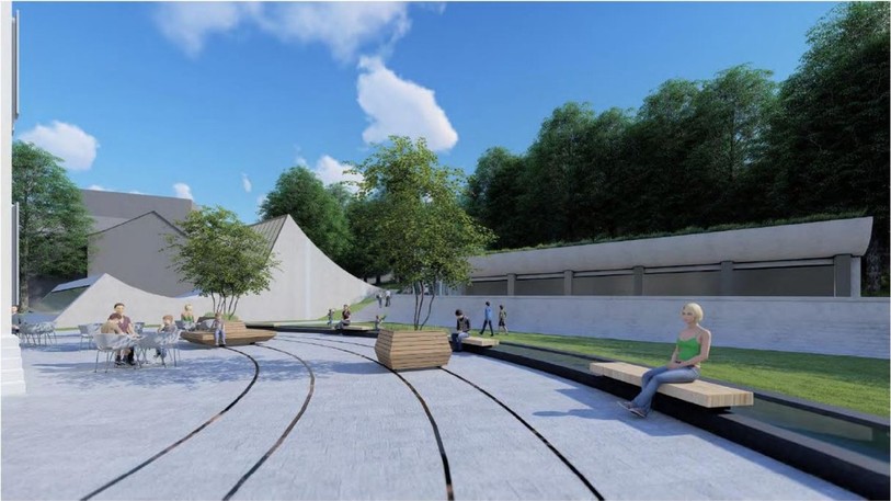 Le projet prévoit notamment un café au rez-de-chaussée du Musée d'histoire.&nbsp;(photo-montage: rapport au Conseil général / Ville de La Chaux-de-Fonds)