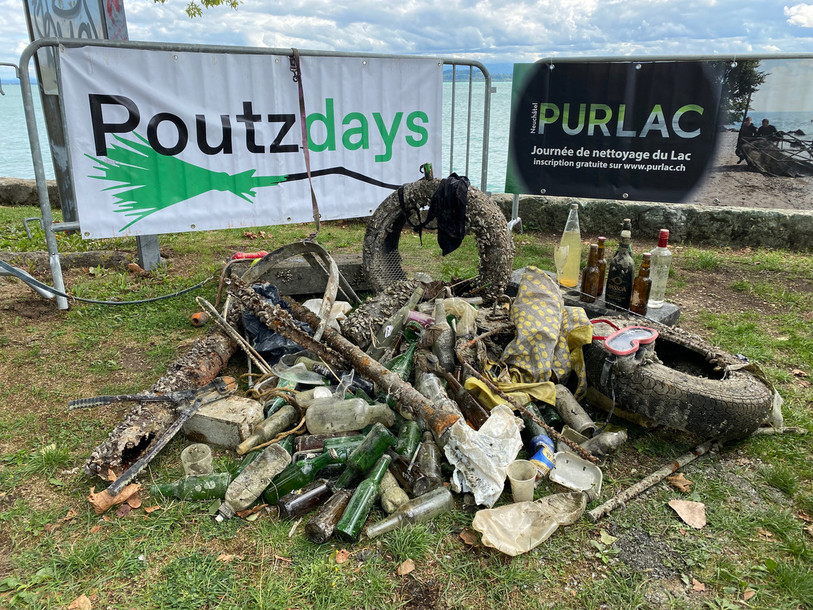 Le butin de l'association PurLac Neuchâtel ce samedi à proximité d'Auvernier. (Photo: PurLac Neuchâtel)
