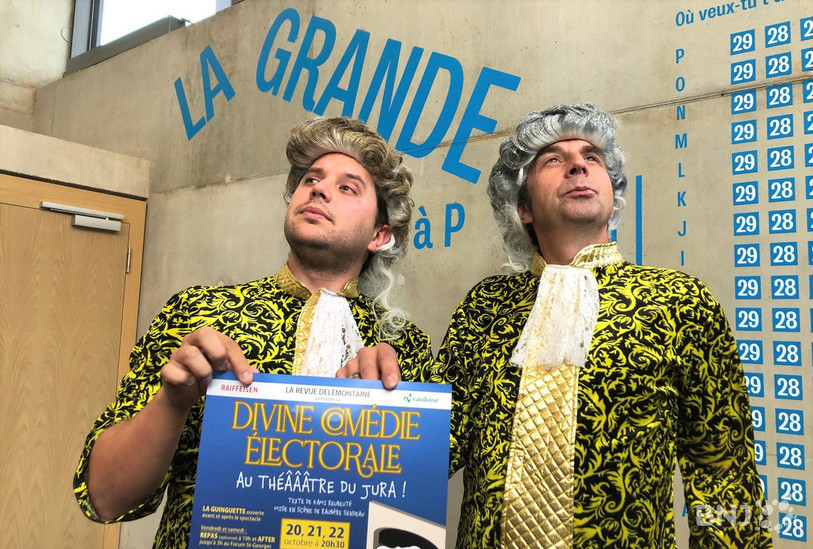 Célien Milani (metteur en scène, à gauche) et Laurent Meli (président de la CHIARDE): des regards convergents vers la prochaine Revue delémontaine cet automne.