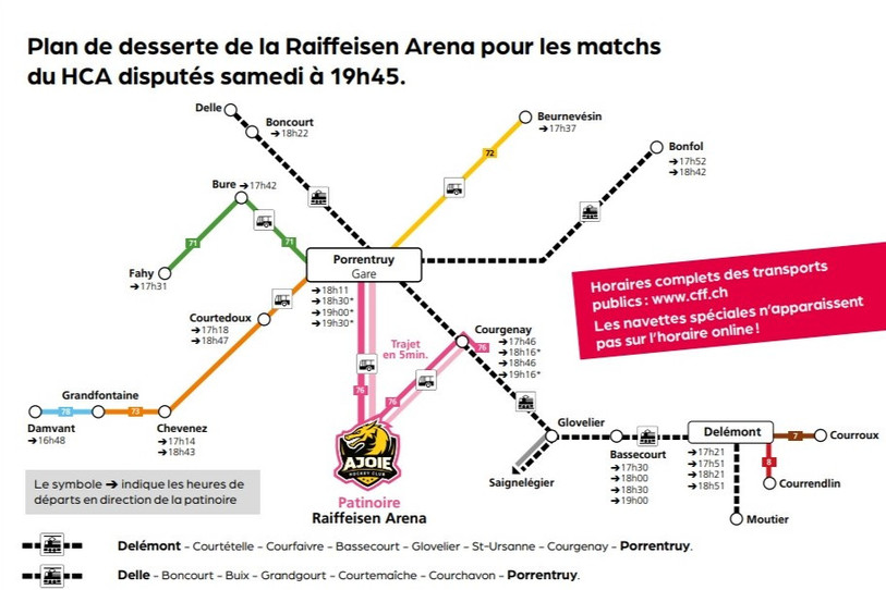 Le Vagabond propose plusieurs dessertes pour se rendre aux matches du HC Ajoie (image : Le Vagabond).