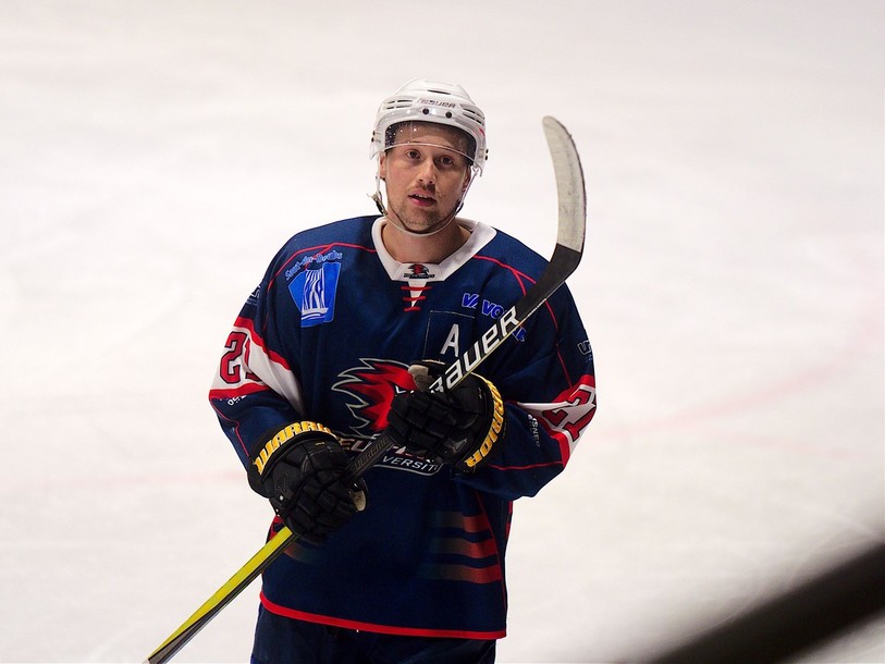 Thomas Hofmann a pu inscrire le cinquième but pour le HC Université Neuchâtel samedi soir. (photo : Pierre Boldt).