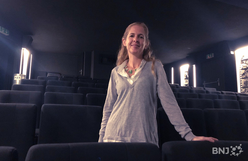 Nathalie Ruffieux Savoy, dans la salle où a eu lieu la première projection du clip.