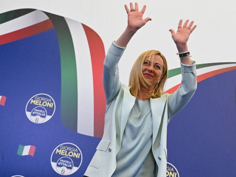 Giorgia Meloni a revendiqué la victoire en Italie. (Photo : KEYSTONE / EPA / Ettore Ferrari).