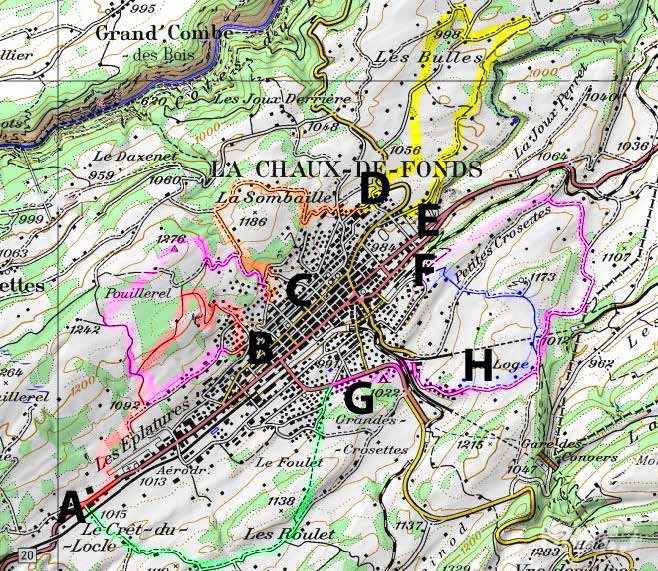 Les itinéraires permettent de faire presque entièrement le tour de la ville.