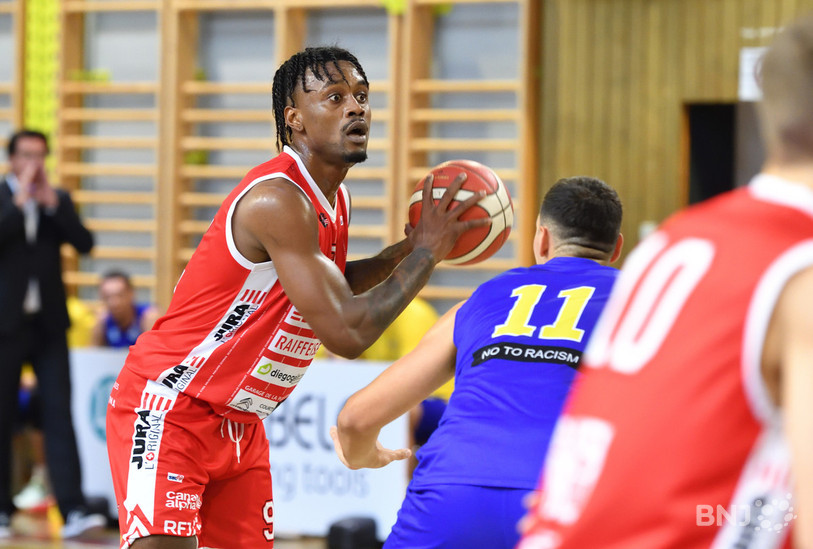 Le Nigérian Martins Igbanu a inscrit 34 points pour le BC Boncourt et été désigné meilleur joueur du match (photo : Georges Henz).