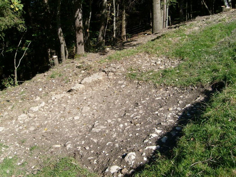 L'empierrement du chemin découvert en 2010 (photo : Madeleine Blanchard).