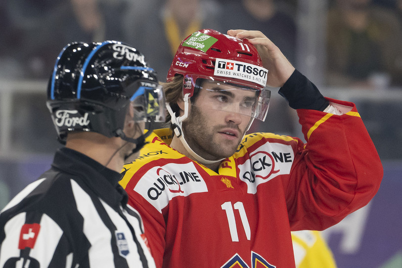 L'attaquant du HC Bienne Guillaume Maillard va rater les trois prochains matches de son équipe (photo : KEYSTONE/Anthony Anex).