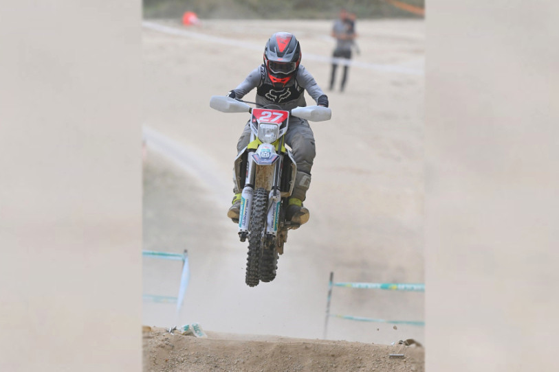 Steve Erzer lors de la manche de championnat du monde d’enduroGP à Zschopau en Allemagne. (Photo : Denis Burgerey)