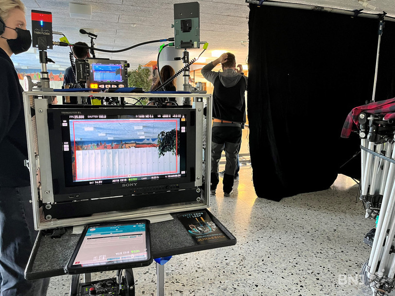 Une grande installation est nécessaire pour ce type de tournage.