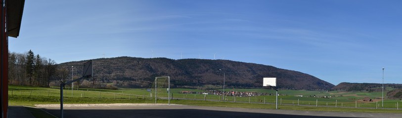 Projection du potentiel futur Parc éolien du Mont-Sujet, vue de Prêles