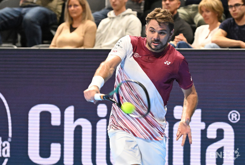 Stan Wawrinka dans ses oeuvres à Bâle (photo : Georges Henz).