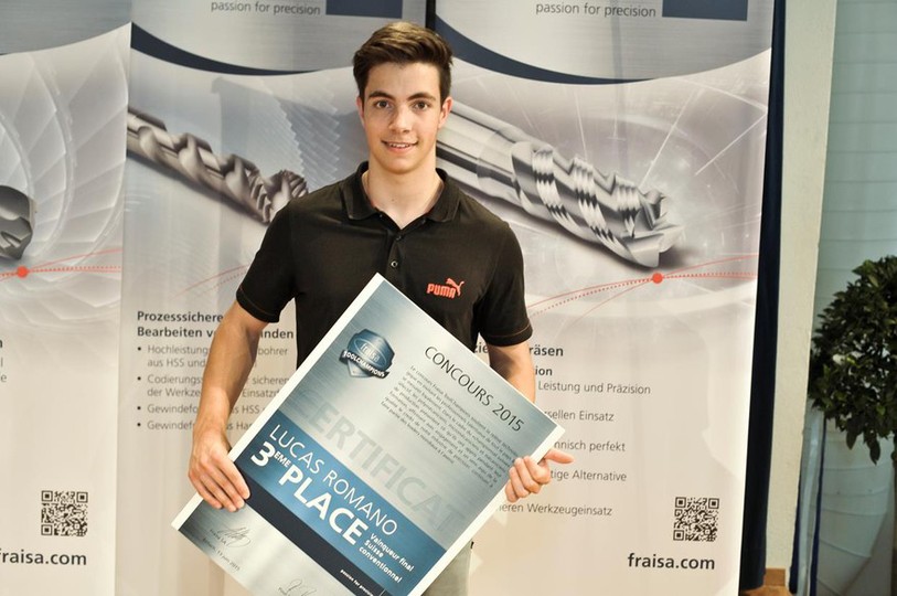 Lucas Romano s'est hissé à la 3e place lors du concours Fraisa Toolchampion 2015.