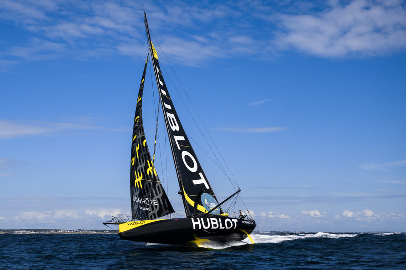 Alan Roura visera les premiers rangs sur la Route du rhum (photo : Keystone/Jean-Christophe Bott).