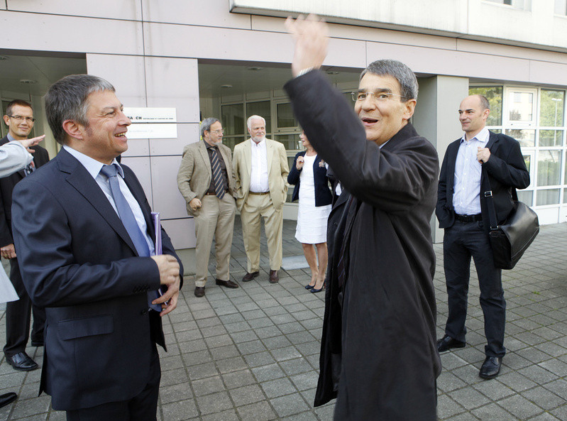 Jean Nicolet (à dr. en compagnie de Philippe Receveur)