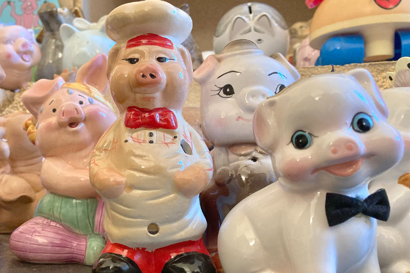 2500 petits cochons sont exposés à l'Espace Viatte de l'Hôtel des Halles à Porrentruy par La fondation des Castors