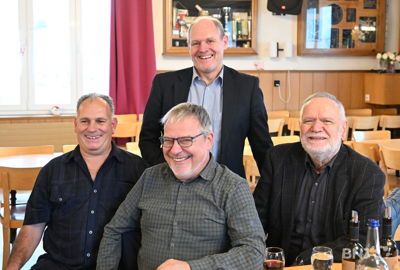 Les quatre élus PDC à la mairie et au Conseil communal de Haute-Sorne (de gauche à droite) : Bernard Vallat, Eric Dobler, Pascal Crétin et Gérard Ruch.