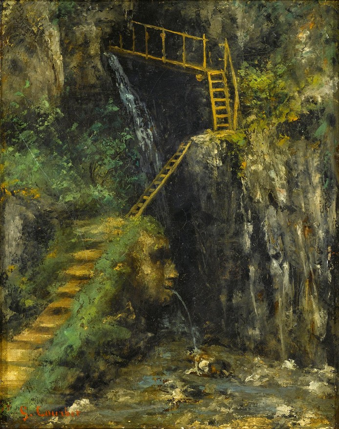 Vue de la Caverne des géants près de Saillon, un des suiveurs de Gustave Courbet (1873)