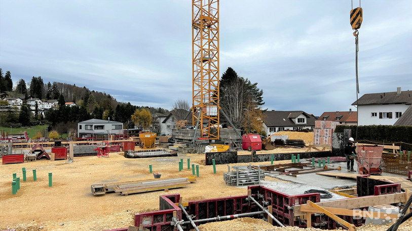 Le chantier du bâtiment « Les Marguerites II », situé derrière l'hôpital à Saignelégier.