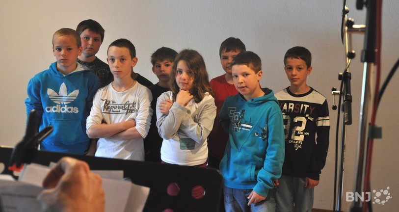 Quelques élèves de Rebeuvelier en studio