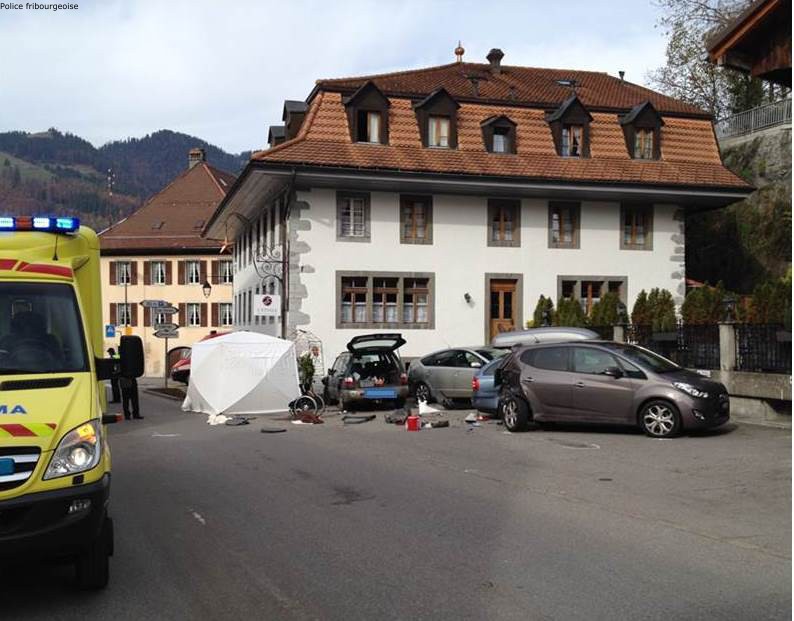 Le lieu de l'accident, à Charmey. Photo Police fribourgeoise.