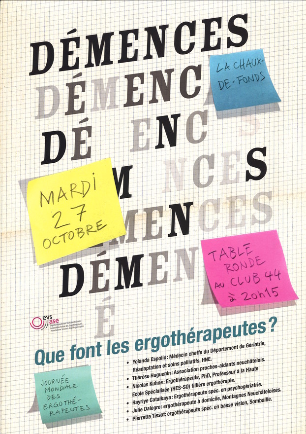 Affiche de la table ronde autour de l'ergothérapie et de la démence