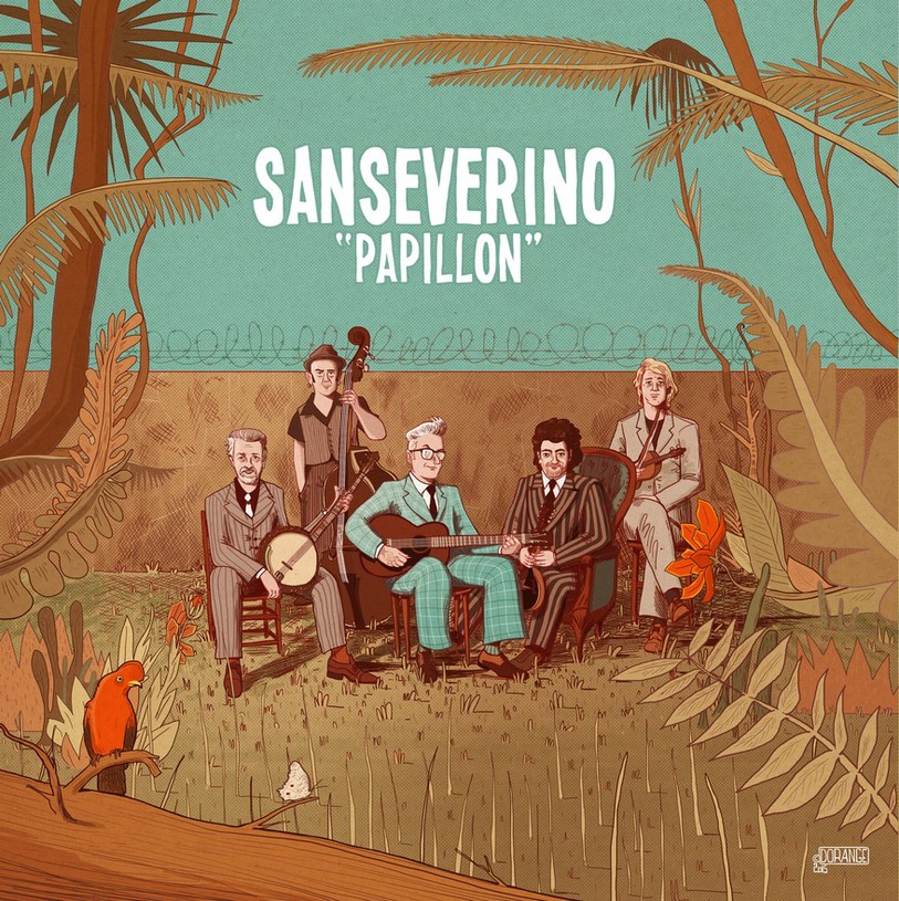 Couverture dessinée de l'album de Sanseverino Papillon. 