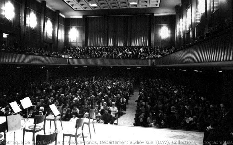 La 9e Symphonie de Beethoven avait attiré les foules lors de l'inauguration en 1955. © Bibliothèque de la Ville de La Chaux-de-Fonds, Département audiovisuel (DAV), Collections iconographiques.