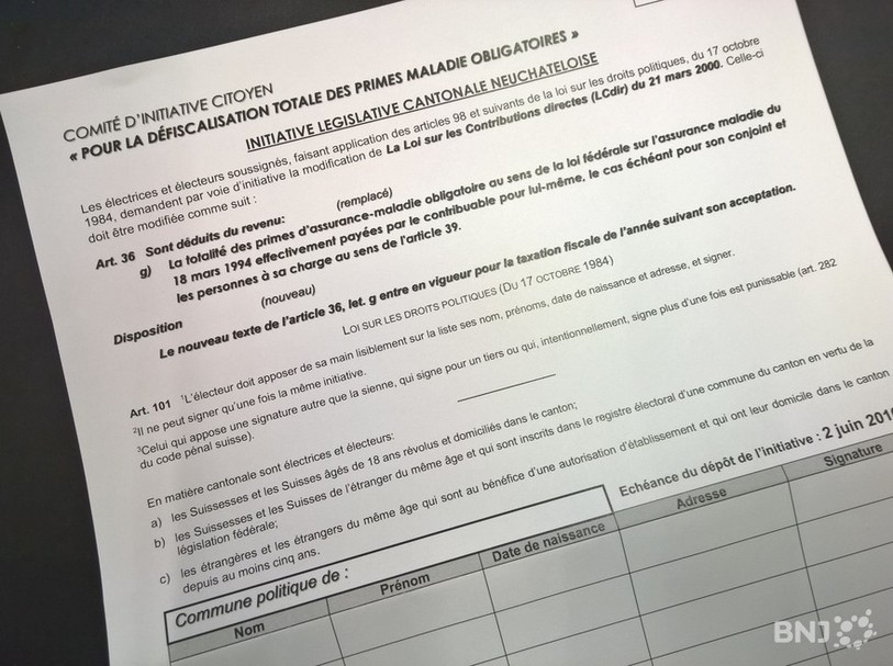 Initiative législative cantonale neuchâteloise : Pour la défiscalisation totale des primes maladie obligatoires