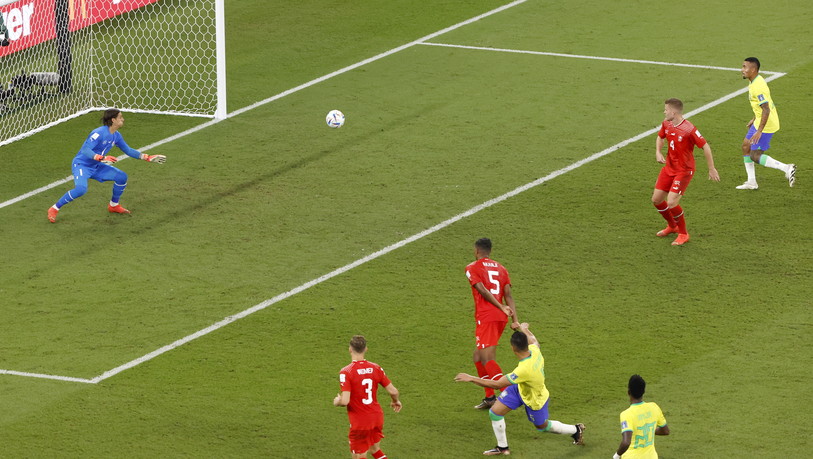Le Brésilien Casemiro a ouvert le score face à la Suisse au Qatar. (Photo : KEYSTONE / EPA / Rolex dela Pena).