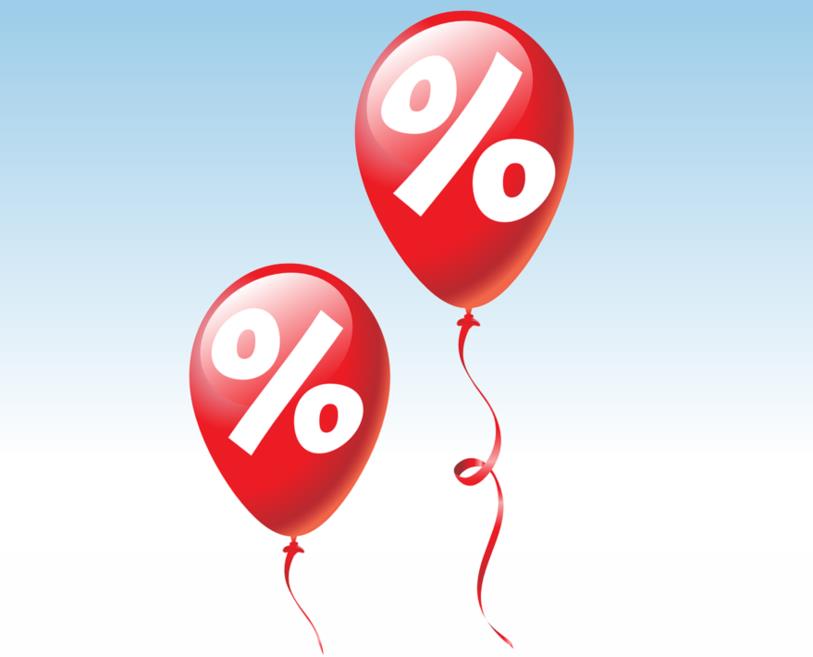 Ballons rouges avec le symbole %