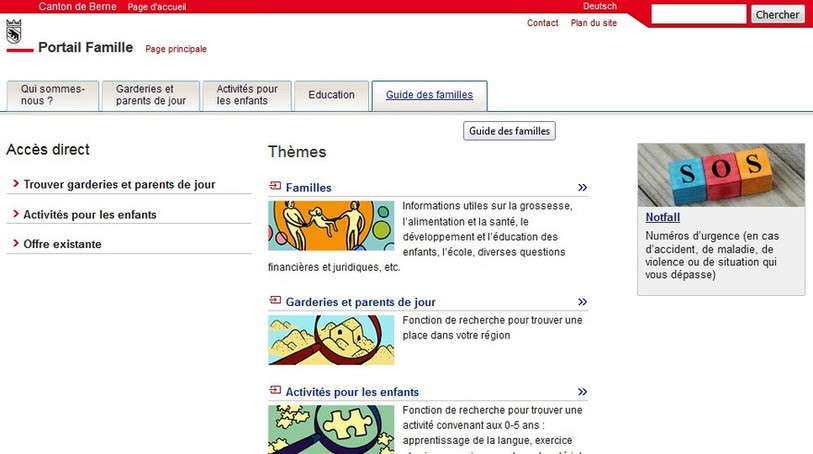 Le nouveau portail pour les familles du canton de Berne (photo: www.fambe.sites.be.ch)