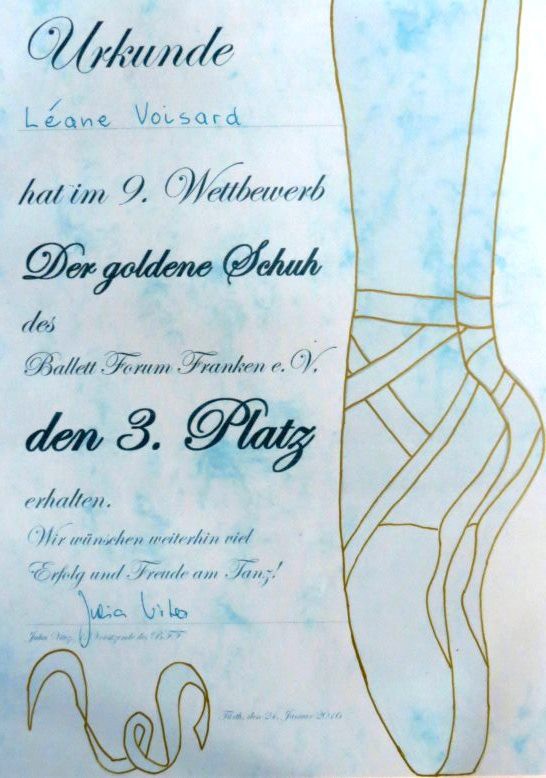 3ème prix au concours « Der goldene schuh » en Allemagne