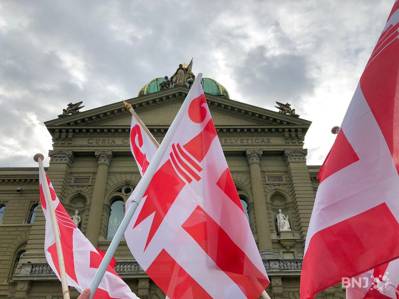 Les drapeaux jurassiens flotteront à nouveau à Berne mercredi, pour soutenir Elisabeth Baume-Schneider (archive d'illustration).