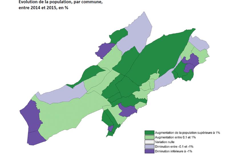 Tableau du recensement par commune en 2015.