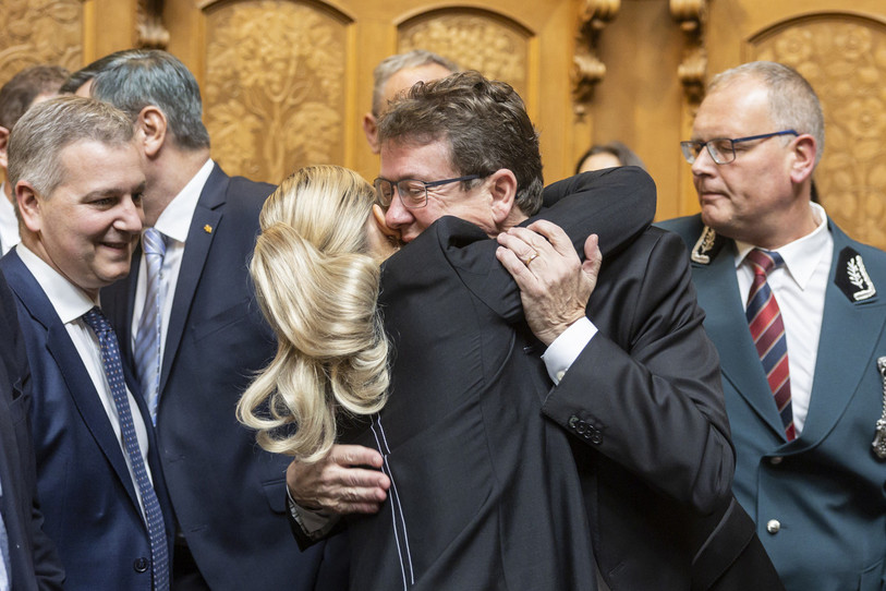 Albert Rösti, candidat UDC bernois est élu au Conseil fédéral. (Photo : KEYSTONE/Peter Klaunzer)