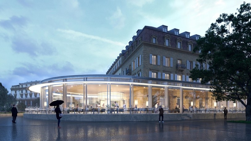 La nouvelle véranda prévue au Beau-Rivage. (Photo : Bureau d'architecture Pierre Studer)