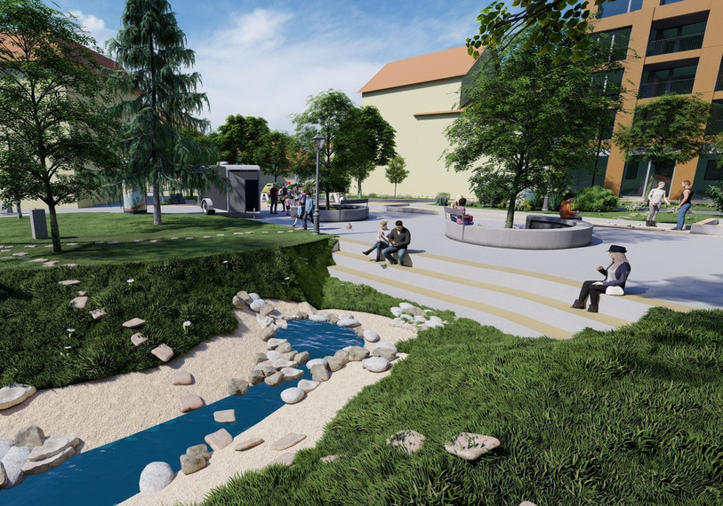 Le nouveau visage de la place des Bennelats. (Illustration : Ville de Porrentruy)