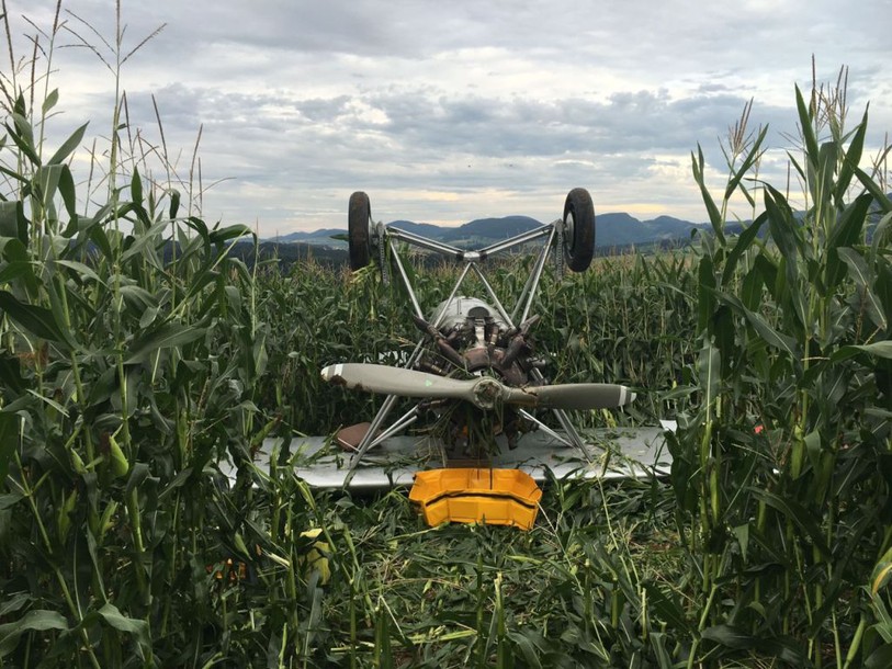 Un petit avion atterrit dans un champ de maïs près de Wittinsburg