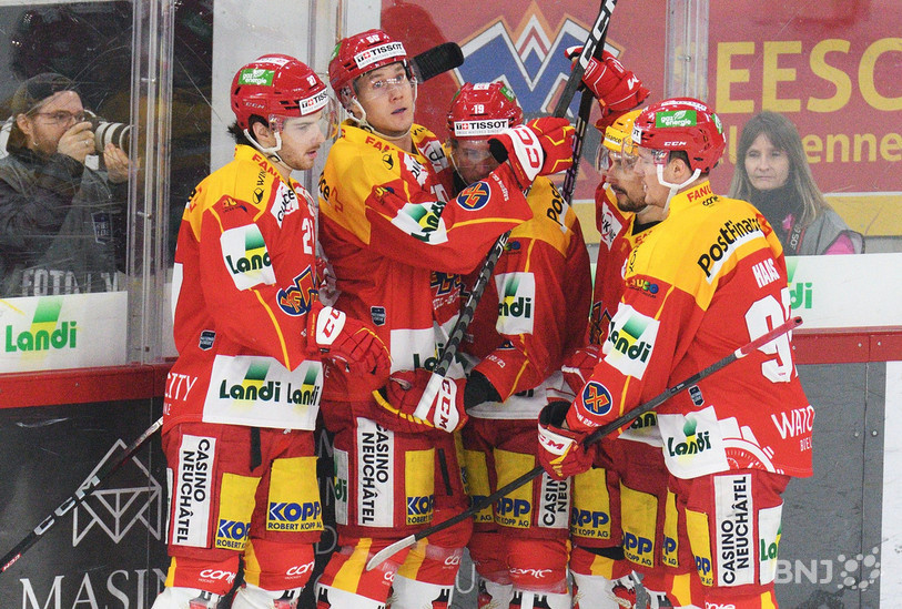 Joie biennoise! Le HC Bienne a réalisé un retour gagnant contre Kloten (photo: Georges Henz).