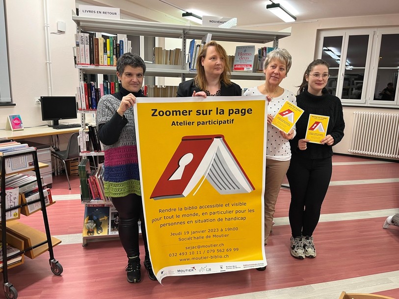 Yolande Santos, Jocelyne Cicchero, Elisabeth Eizmann et Chloé Teixeira (de gauche à droite) ont réfléchi à tout pour rendre le plus visible possible leur affiche. Les flyers sont même imprimés en braille.