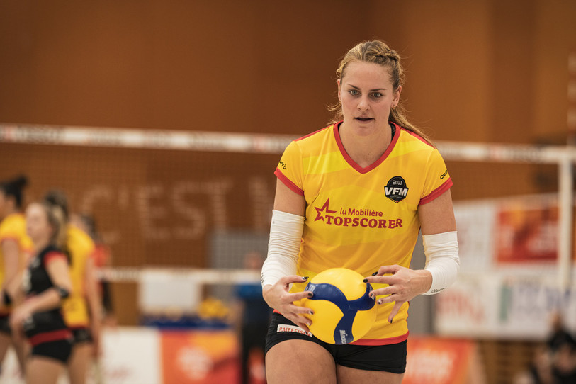 Olivia Finckel et le Volleyball Franches-Montagnes se sont inclinés samedi en play-out. (Photo : Albin Tissier)
