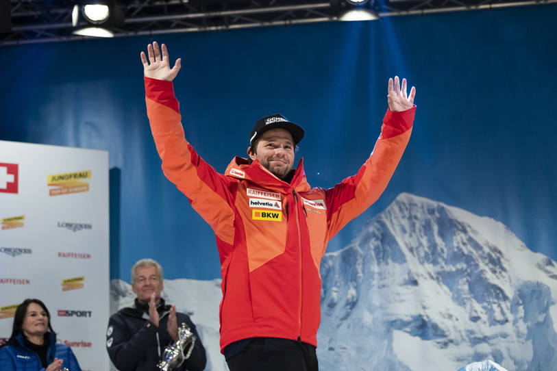 Beat Feuz a fait ses adieux au public suisse à Wengen. (Photo : KEYSTONE / Peter Klaunzer).