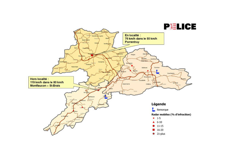La police cantonale jurassienne a publié ses statistiques de la circulation routière pour le mois de décembre 2022. (Image : Police cantonale).