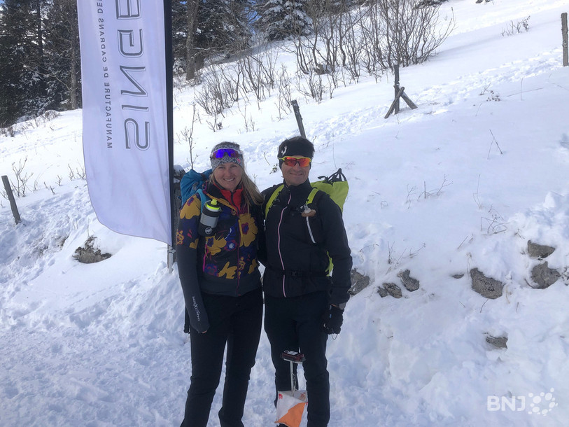 L'équipe d'Alex Dimitriou et de Caroline Kilchenmann après avoir validé le dernier pointage du Raid Blanc.