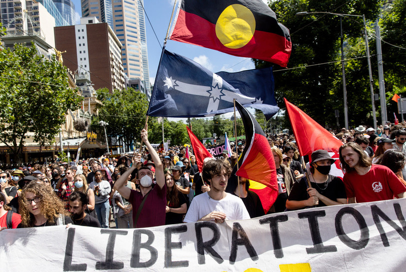 Des manifestations se sont notamment tenues à Melbourne. (Photo : EPA/DIEGO FEDELE).