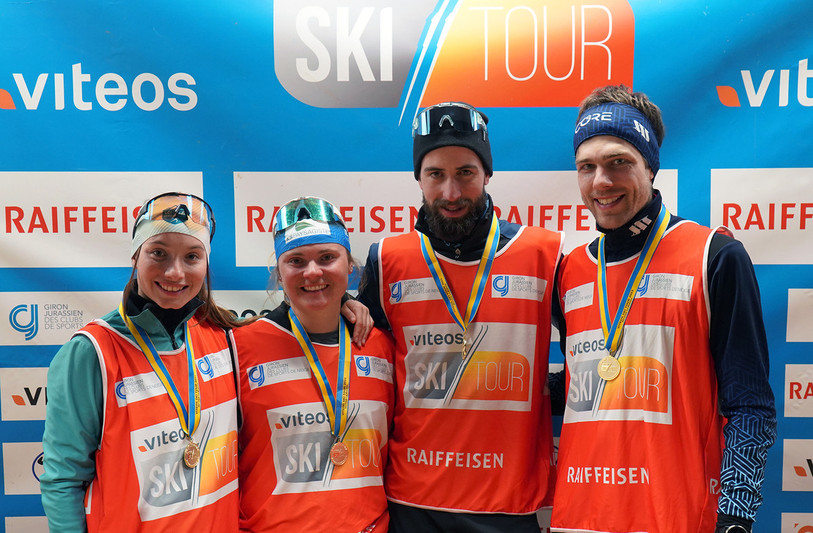 Les équipages de Solène Faivre et Benjamin Rosselet ont remporté la course samedi à La Brévine. (photo: Giron jurassien)