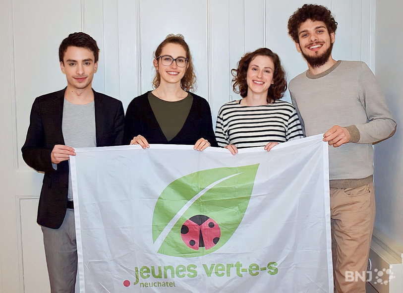 Les quatre candidats des Jeunes Verts neuchâtelois (photo : JVN).